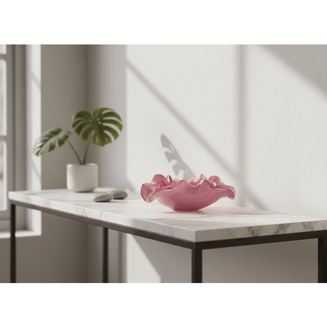Pink Opaline Murano Glass Centerpiece attributed to Seguso, 1950s For Sale - Image 4 of 7