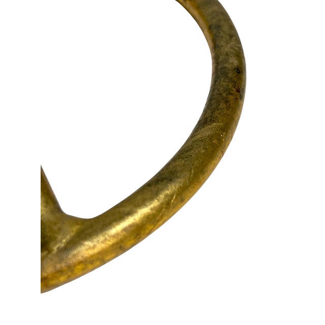 Metal Vintage Italian Gold Tole Freestanding Towel Ring Stand For Sale - Image 7 of 11