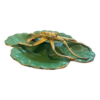 1950s Green and Gold Ceramic Centerpiece by Maioliche Artistiche Sestesi For Sale