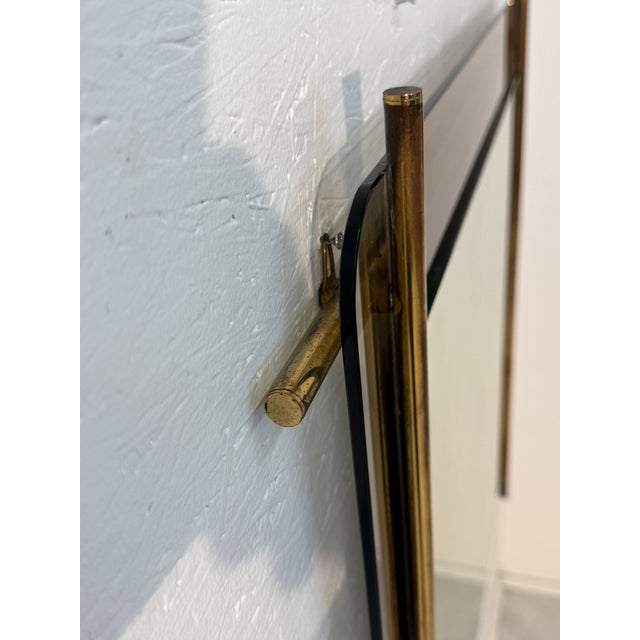 Metal Mid-Century Modern Brass & Smoked Glass Wall Mirror 1970s For Sale - Image 7 of 7