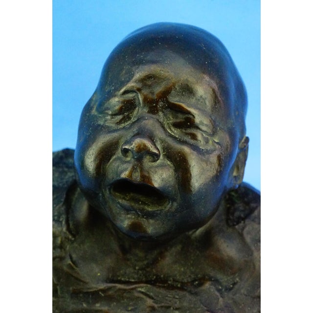 Pietro Ceccarelli, Bust of Newborn Baby First Cry, 1890s, Bronze and Marble For Sale - Image 15 of 18