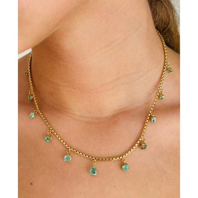 Emerald Fringe Necklace, 14k Gold For Sale - Image 4 of 14