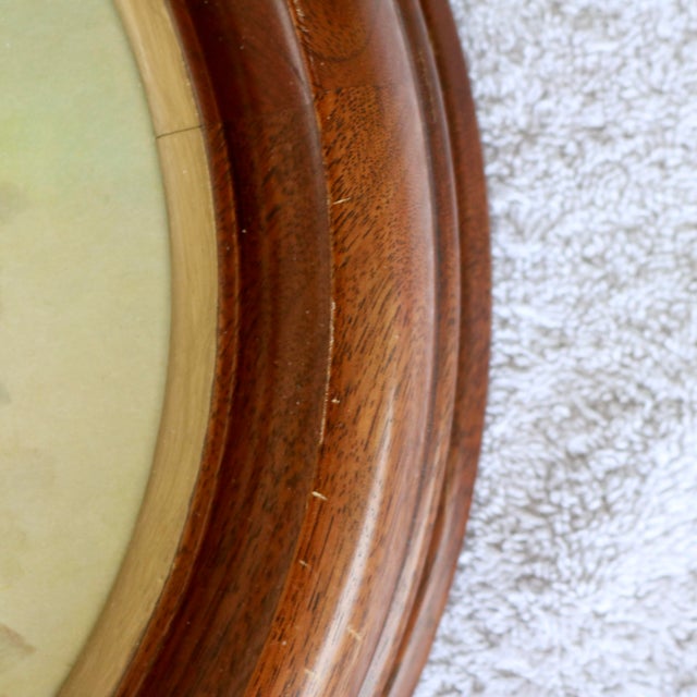 Mid 20th Century Vintage 1940s After Maurice Décamps Floral Still Life Lithograph in Round Wood Frame For Sale - Image 5 of 10