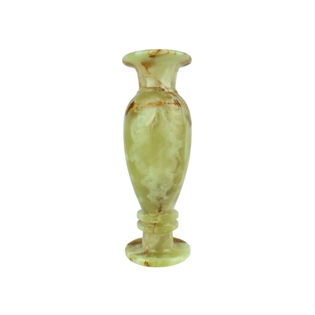 Mid 20th Century Solid Onyx Carved Traditional Urn Design Vase For Sale - Image 4 of 12