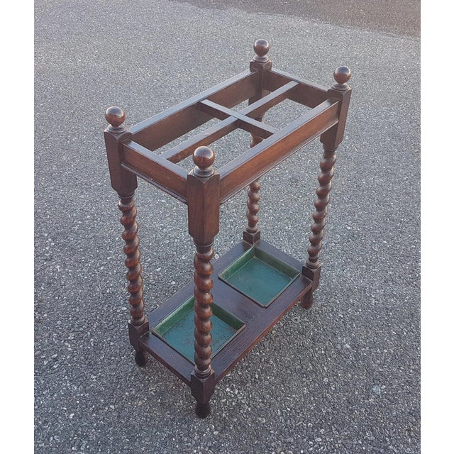 Wood Early 20th Century Barley Twist Umbrella / Cane Stand For Sale - Image 7 of 8