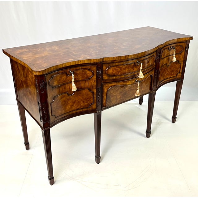 Early 20th Century Theodore Alexander "Althorp Living History" Sheraton Style Serpentine Sideboard For Sale - Image 12 of 18