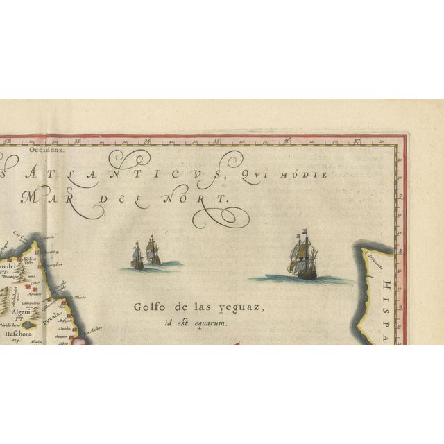 Paper Antique Hand-Colored Map of Morocco with Fez and Marrakesh from Blaeu, 1642 For Sale - Image 7 of 11