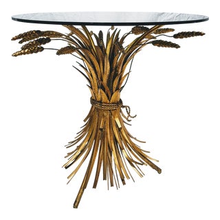 1960s Wheat Sheaf Side Table With Round Smoked Glass Top For Sale