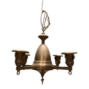 Antique Bronze Art Deco Chandelier 4 Light