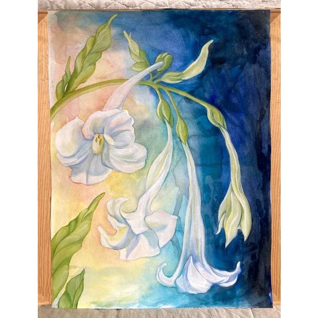 Floral Original Painting, "Nicotiana 2" Contemporary Botanical Still Life Oil Painting For Sale - Image 4 of 7