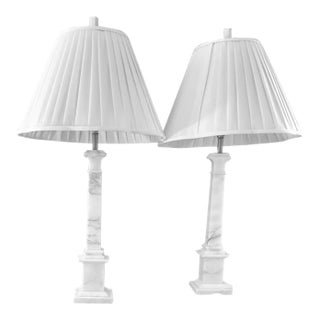 1950s Mabro Italian Alabaster/Marble Lamps - a Pair For Sale