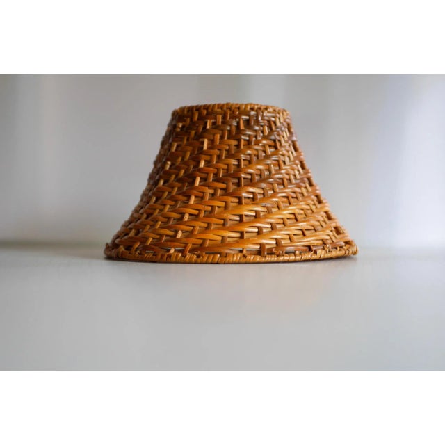 Ikea Swedish Wooden Sconce and Rattan Shade, a Vintage Wall Lamp by Ikea Sweden For Sale - Image 4 of 13