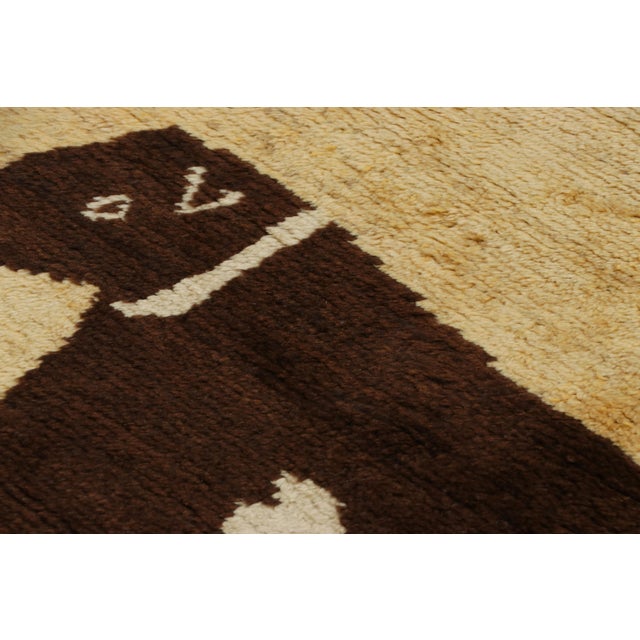 Traditional Vintage Turkish Rug in Beige-Cream With Brown Animal Pictorial - Rug & Kilim For Sale - Image 3 of 4