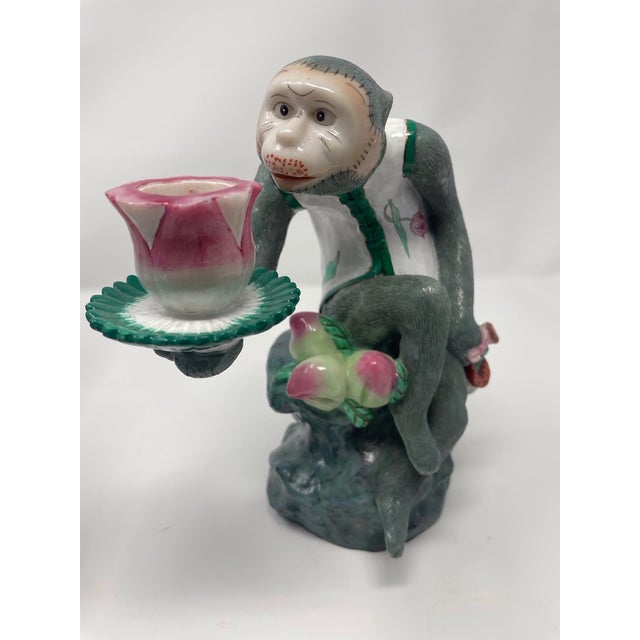1950s Vintage Chinoiserie Monkey Candle Holders - A Pair For Sale - Image 5 of 14