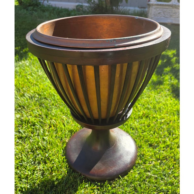19th Century Slatted Mahogany and Copper Jardinièr Planter For Sale - Image 4 of 6