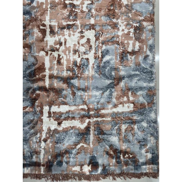 2020s 8x11 Ivory Hand-Knotted Wool Distressed Floral Texture Abstract Carpet Rug For Sale - Image 5 of 7