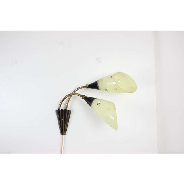 Mid-Century Brass & Glass Wall Lamp, 1960s For Sale - Image 8 of 17