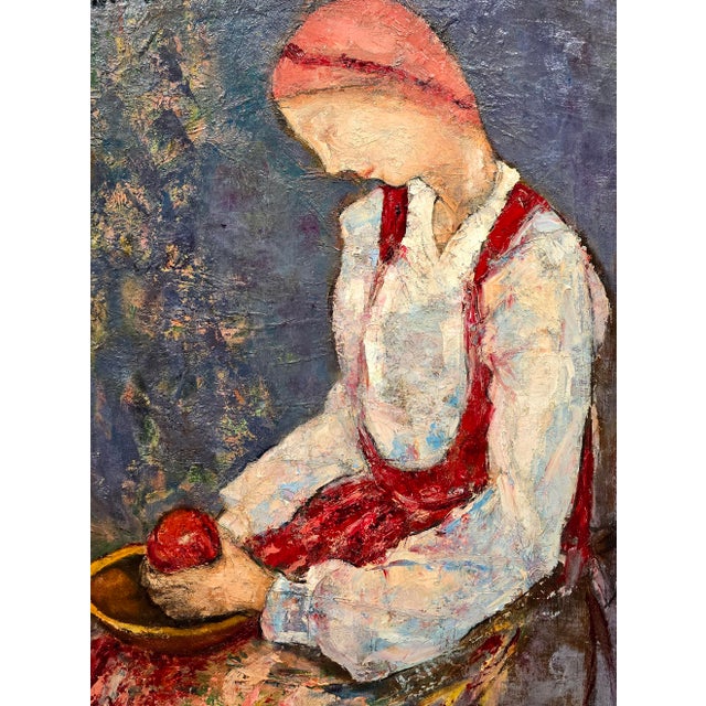 Theresa Bernstein "Contemplation With a Red Apple” 1962 American Modernist Oil Painting For Sale - Image 4 of 11