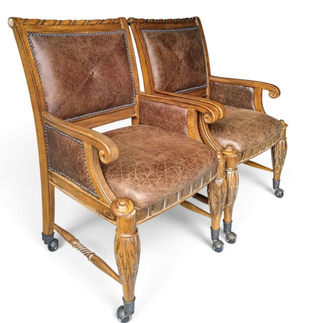 Elevate Your Game Nights With This Timeless Game Table and Matching Leather Chairs For Sale - Image 4 of 12