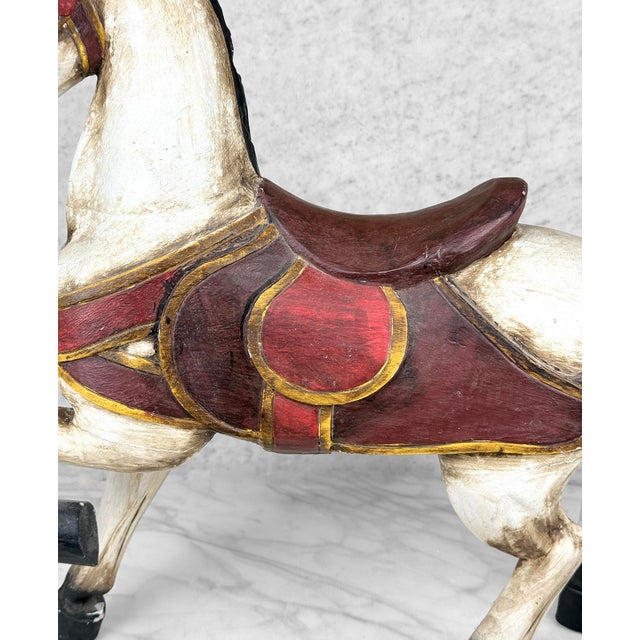 Vintage 24" Traditional Folk Art Hand Painted Carousel Horse For Sale - Image 10 of 12