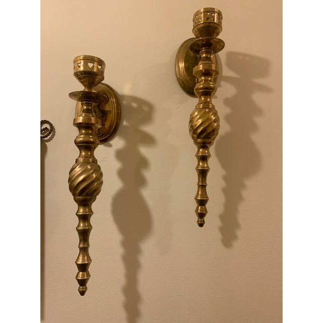 Solid Brass Wall Mounted Spiral Candlestick Holders A Pair