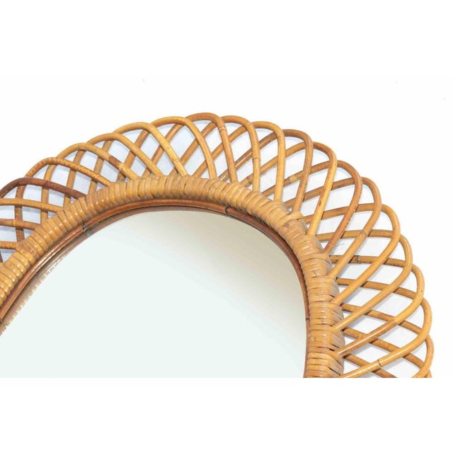 Vintage Rattan Wall Mirror from Bonacina, Italy, 1950s-1960s For Sale - Image 4 of 5