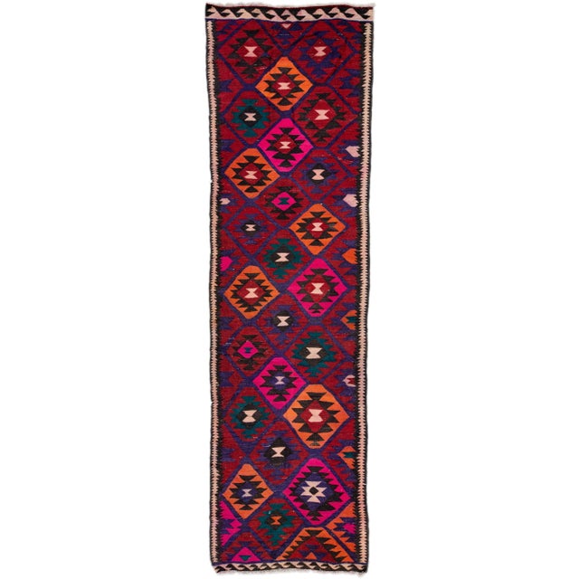 Pink 1960s Vintage Turkish Kilim Pink Handmade Tribal Wool Runner For Sale - Image 8 of 8