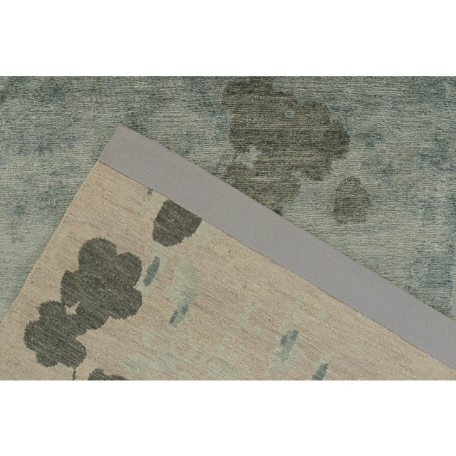 Textile Rug & Kilim’s Abstract Rug in Blue and Gray With Floral Pattern For Sale - Image 7 of 7