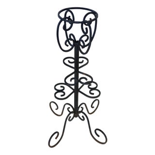 Vintage Black Metal Side Table with Scrollwork, 1960s For Sale