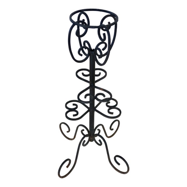 Vintage Black Metal Side Table with Scrollwork, 1960s For Sale