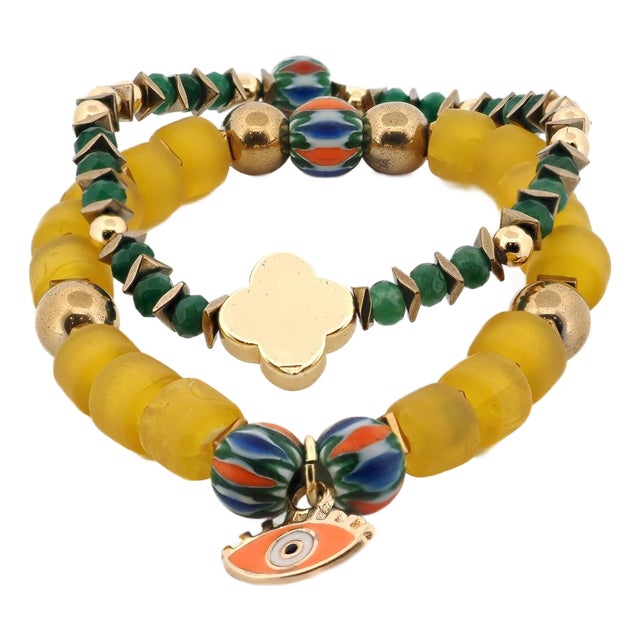 Whispers of the Evil Eye Beaded Bracelet Set For Sale