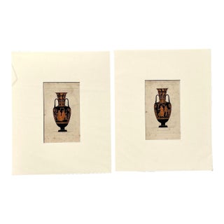 Vintage Boho Greek Urn Original Prints - Set of 2 For Sale