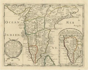Antique Map Showing Southern India, 1652