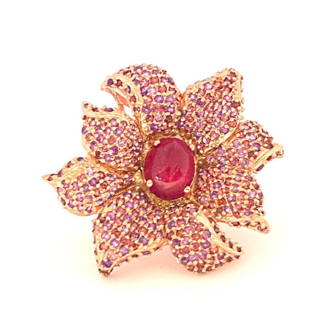 Early 21st Century Bochic "Orient" Natural Ruby & Rhodolite Cocktail Ring Set In 18K Gold&Silver For Sale - Image 5 of 18