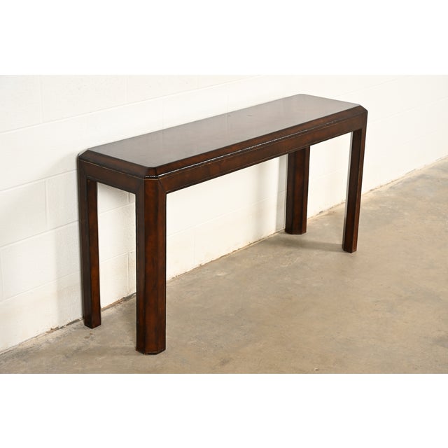 Maitland Smith Regency Leather Wrapped Console Table For Sale - Image 11 of 11