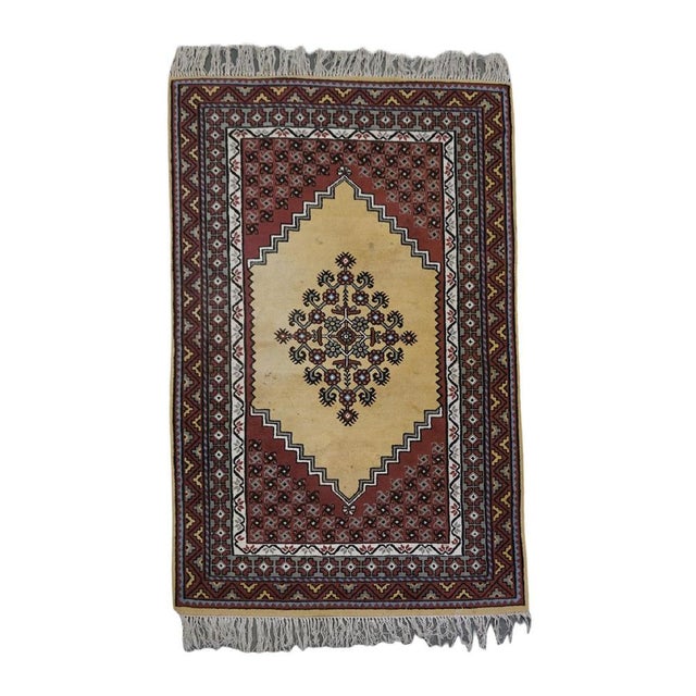 Vintage Wool Rug Mainly Purple and Yellow Shades For Sale - Image 9 of 9