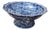 Blue and White Scalloped Ceramic Pedestal Display Dish For Sale