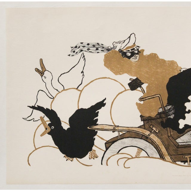 French 1900 French Art Nouveau Sagot Poster, Woman in Carriage (Horizontal Panel Poster) For Sale - Image 3 of 3