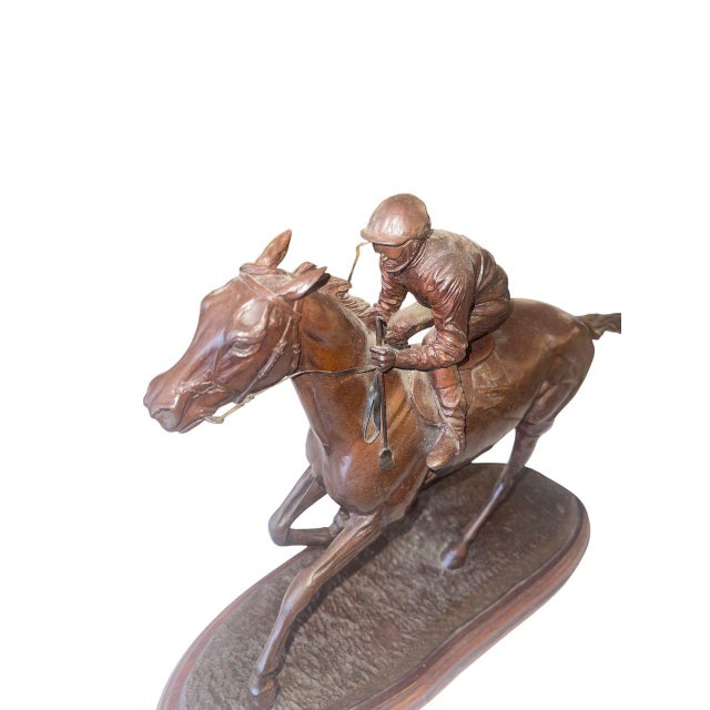 1980s English Bronze Racehorse Sculpture Signed by Gill Parker 1984. For Sale - Image 5 of 8