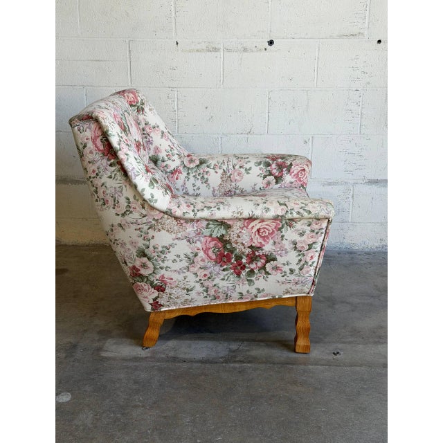 Floral Upholstered Lounge Chair Danish Mid-Century Modern 1970s For Sale - Image 11 of 11