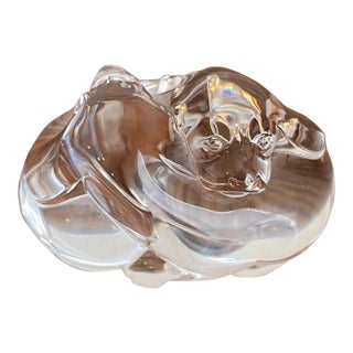 Vintage Steuben Signed Crystal Paperweight Puppy Love For Sale