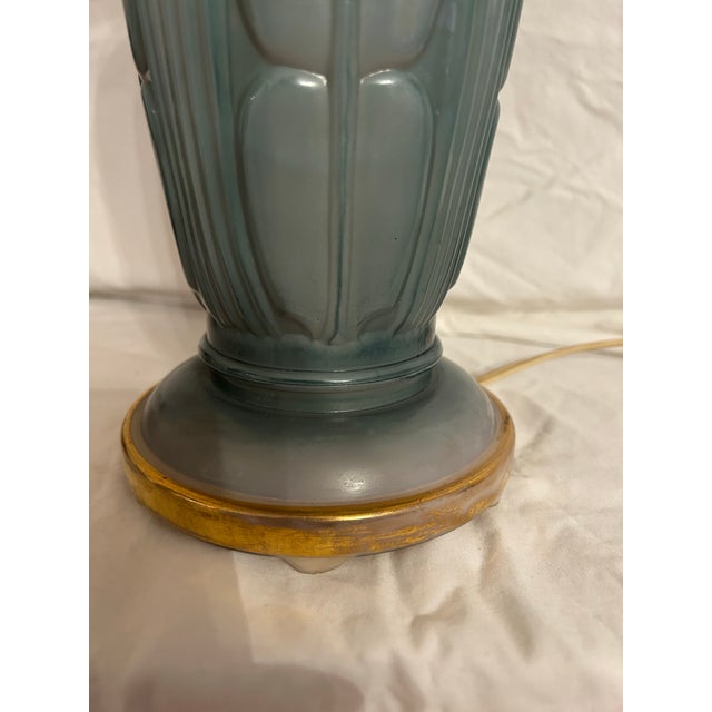 Mid 20th Century Art Nouveau Green Glass Table Lamp For Sale - Image 11 of 12