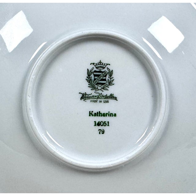 Ceramic Vintage Weimar Katharina Gold-Gilt Porcelain Tea Trio Set for 6, 18 Pieces For Sale - Image 7 of 7