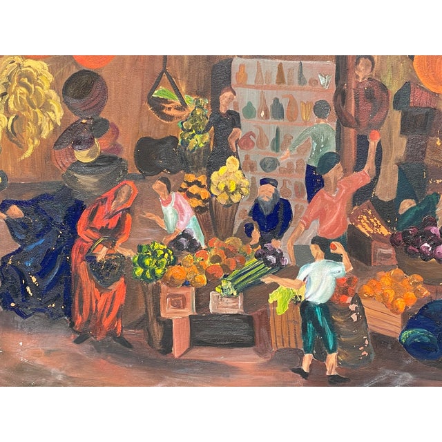 Black 1950s Judaic Modern Artist , Israel Market For Sale - Image 8 of 9
