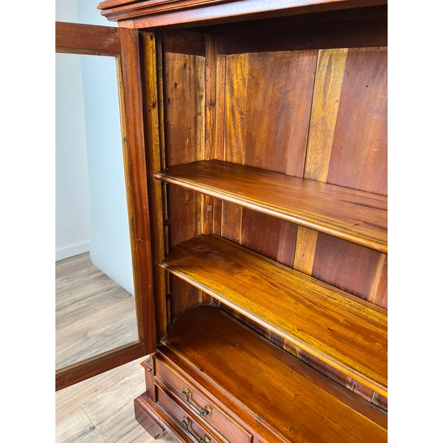 Vintage Victorian Style Glass Door Mahogany Bookcase For Sale In Boston - Image 6 of 11
