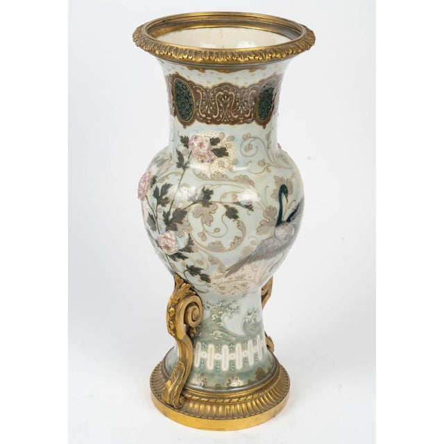 Large Enameled Porcelain Vase by Albert Damousset, Early 20th Century For Sale - Image 4 of 14