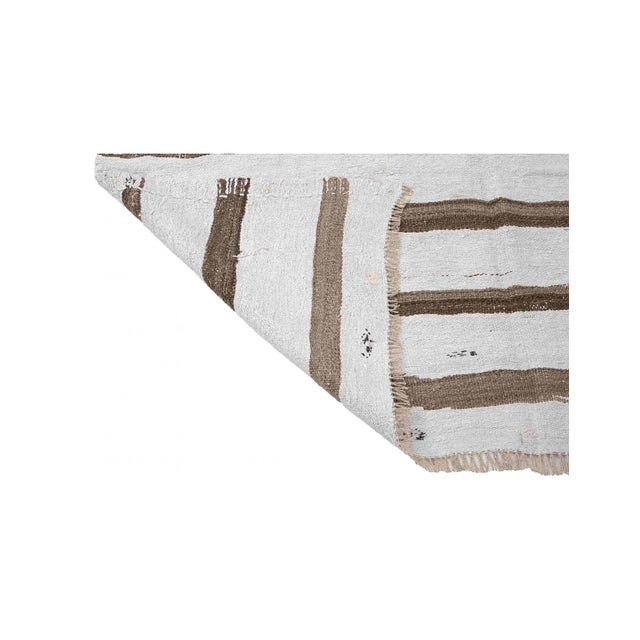 Brown White Striped Hemp Kilim Rug - 5`9" X 9`0" For Sale In Los Angeles - Image 6 of 6