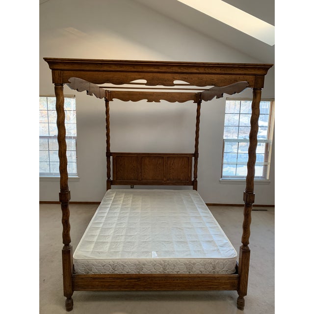 American Classical Drexel Solid Oak Canopy Bed Chairish