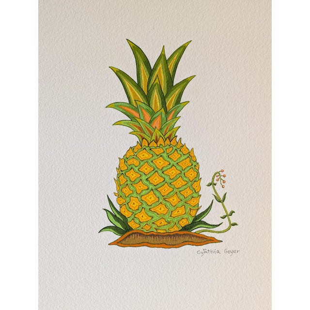 Modern Botanicals of Modern Painted Pineapples Set of 4 For Sale - Image 3 of 7