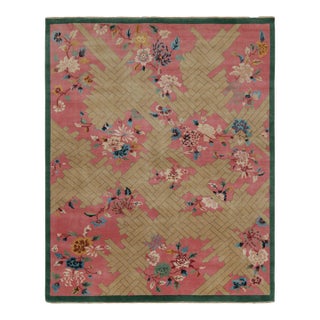 2010s Rug & Kilim’s Chinese Style Art Deco Rug in Pink With Colorful Florals For Sale